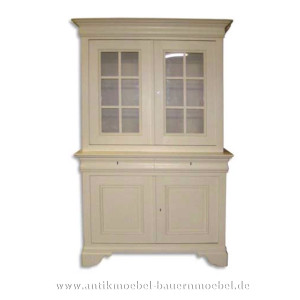 Massiver Vitrinenschrank/ Buffet im Landhausstil Bücherschrank Küchenschrank altweiß Gründerzeit